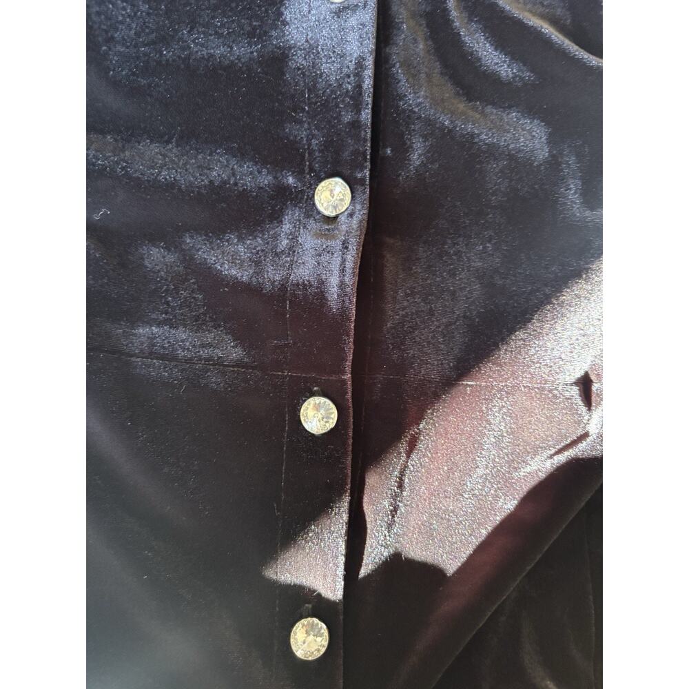 Newport News Velvet Maxi Dress 14 Long Buttons Holiday Formal - Picture 10 of 13